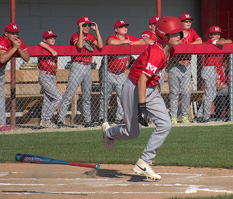 Brody Pugh runs out of the box after a great hit