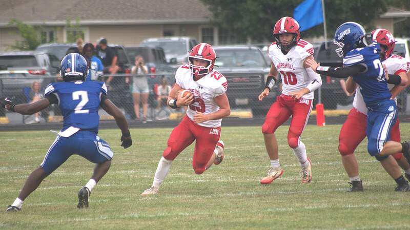 Max Welsh (23) was a workhorse in the Lions' ground game on their opening drive against Sparta