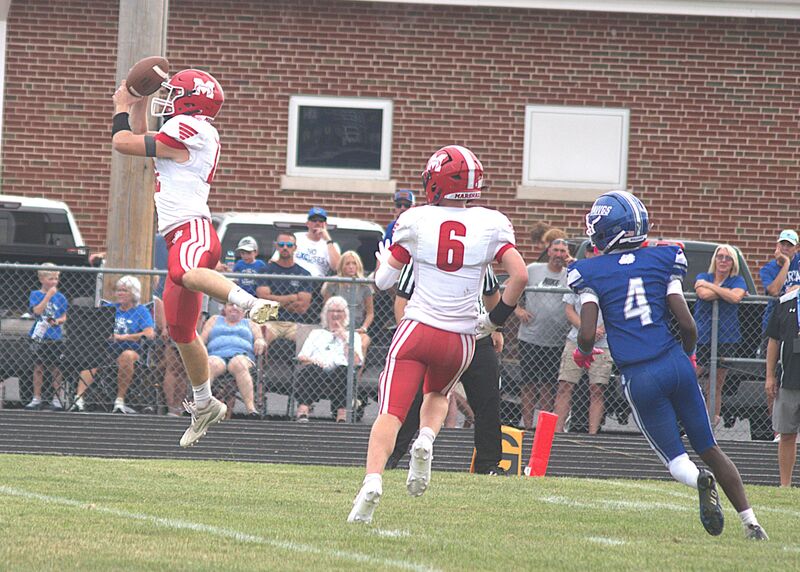 Reed Ramey intercepts a Sparta pass during second quarter action