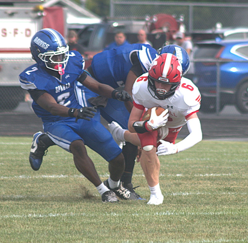 Bryce Parker (6) had his best day on the gridiron for Marshall, catching four passes for 58 yards vs Sparta