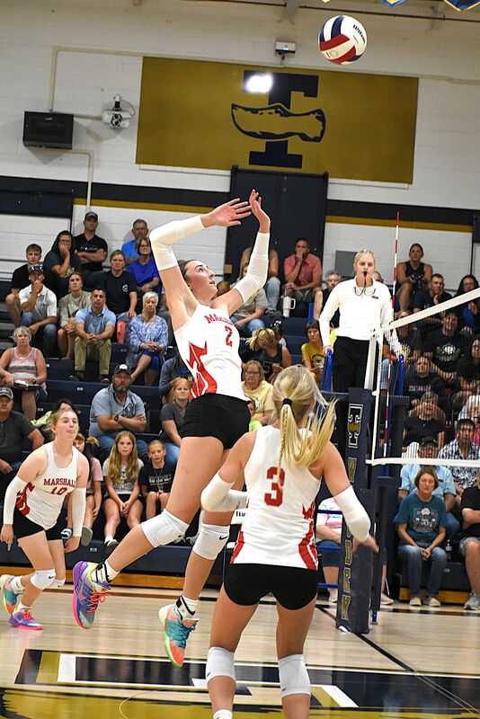 Lilly Ross goes up and smashes a kill against Teutopolis