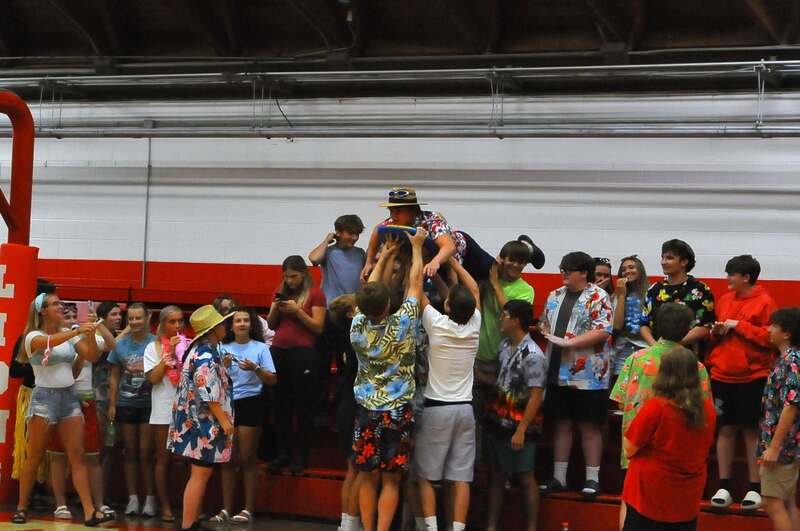 Eli Thompson goes crowd surfing on beach night (photo by Tom Lisella)