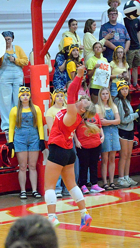 Nya Engledow saves the ball in front of the Lions student section