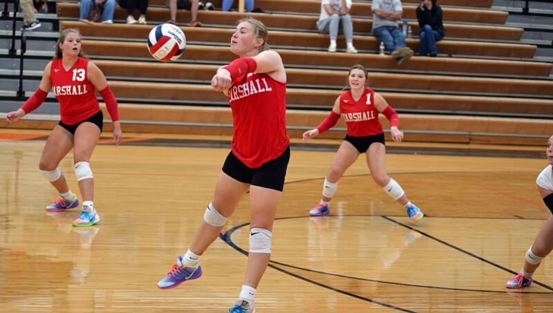 Ellie Delp bumps the serve return at Westville