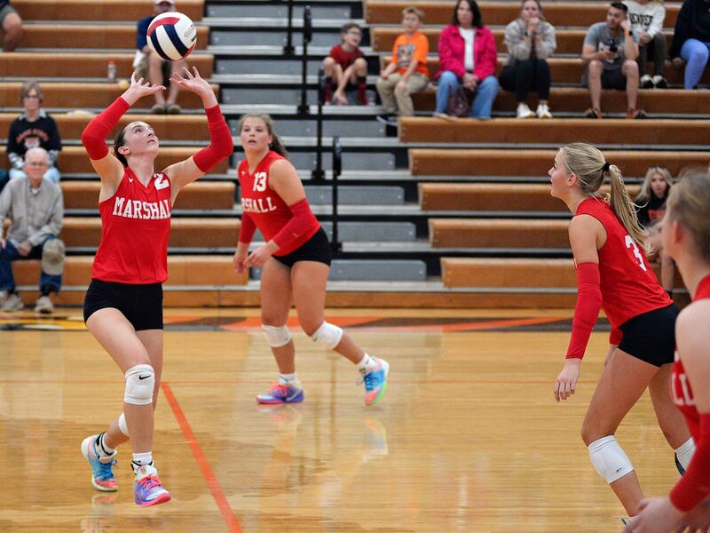 Lilly Ross sets the ball against Westville
