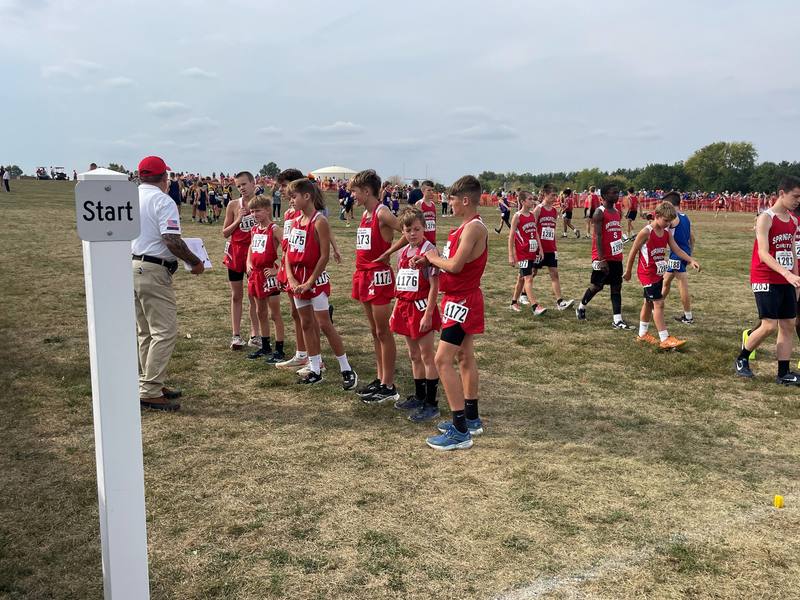 The MJHS Boys XC get ready for the start of the State Race