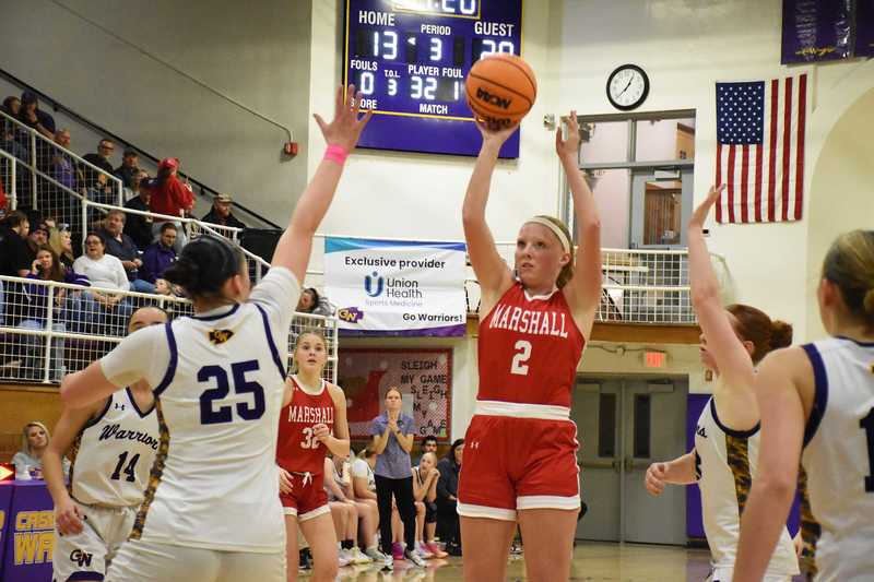 Lynn Welborn (2) goes up and scores 2 of her team-high 20 points against Casey-Westfield on Mega Night