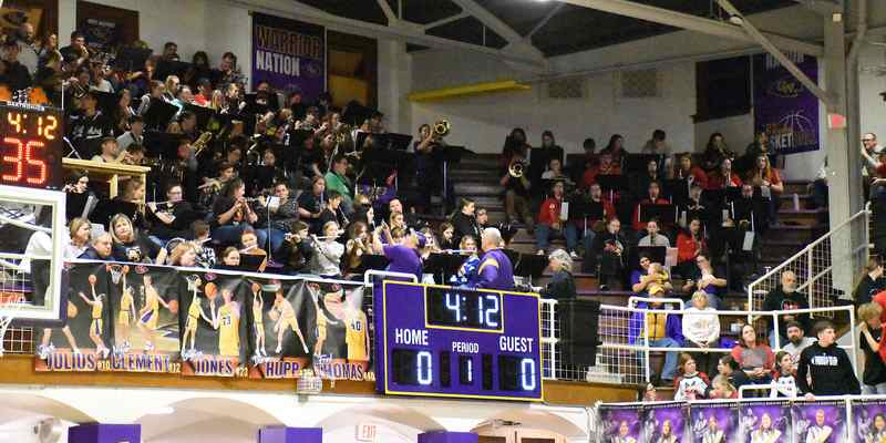 The pep bands from Marshall and Casey-Westfield combined to entertain the big crowd at Clark County's Mega Night