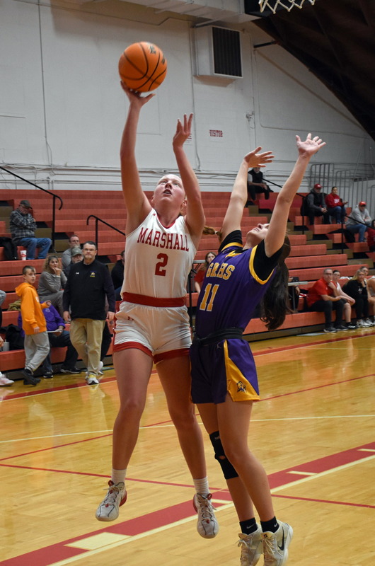 Lynn Welborn goes up and scores 2 of her team-leading 21 points vs Georgetown-Ridge Farm