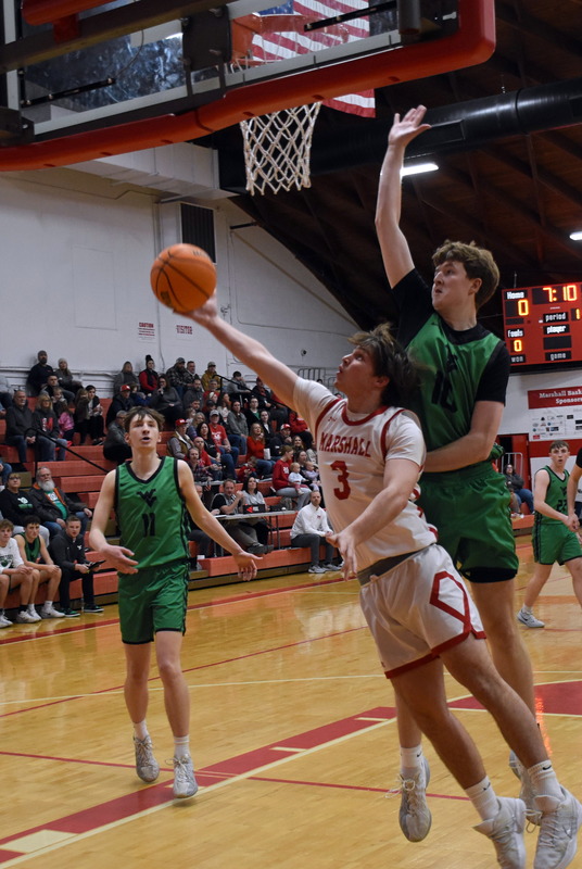 Liam Keim scores over the West Vigo block attempt 