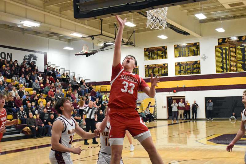 Bryce Griguhn (33) was a force inside for Marshall against Clinton, finishing with 8 points
