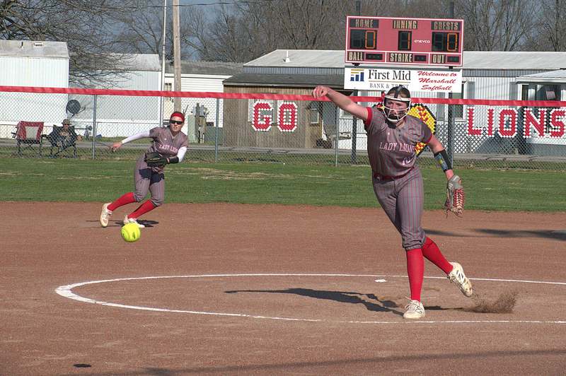 Kyla Gustafson struck out 13 batters and went 3 for 3 at the plate in the Lions' 14-2 win over Hutsonville-Palestine