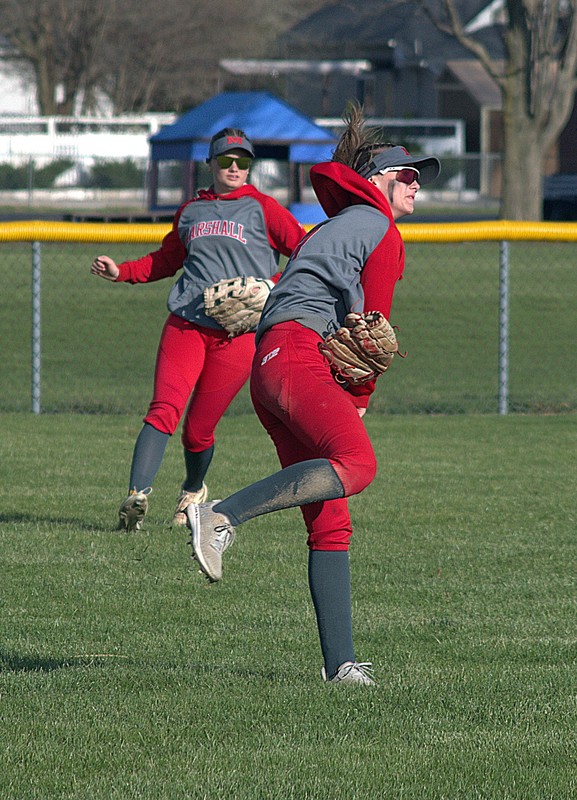 Lauren English throws out a Salt Fork runner at the plate from centerfield to end a scoring threat
