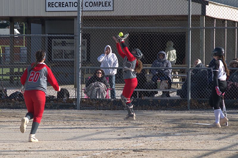 McKenzie Davis catches a foul ball to end the inning against Salt Fork