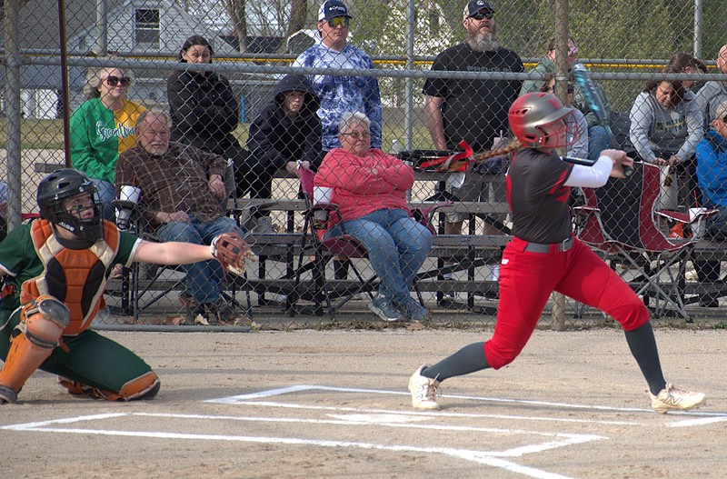 Lynn Welborn got Marshall started by smashing a triple to lead off the game against Mattoon