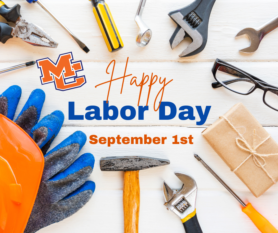 Graphic reading Happy Labor Day with date