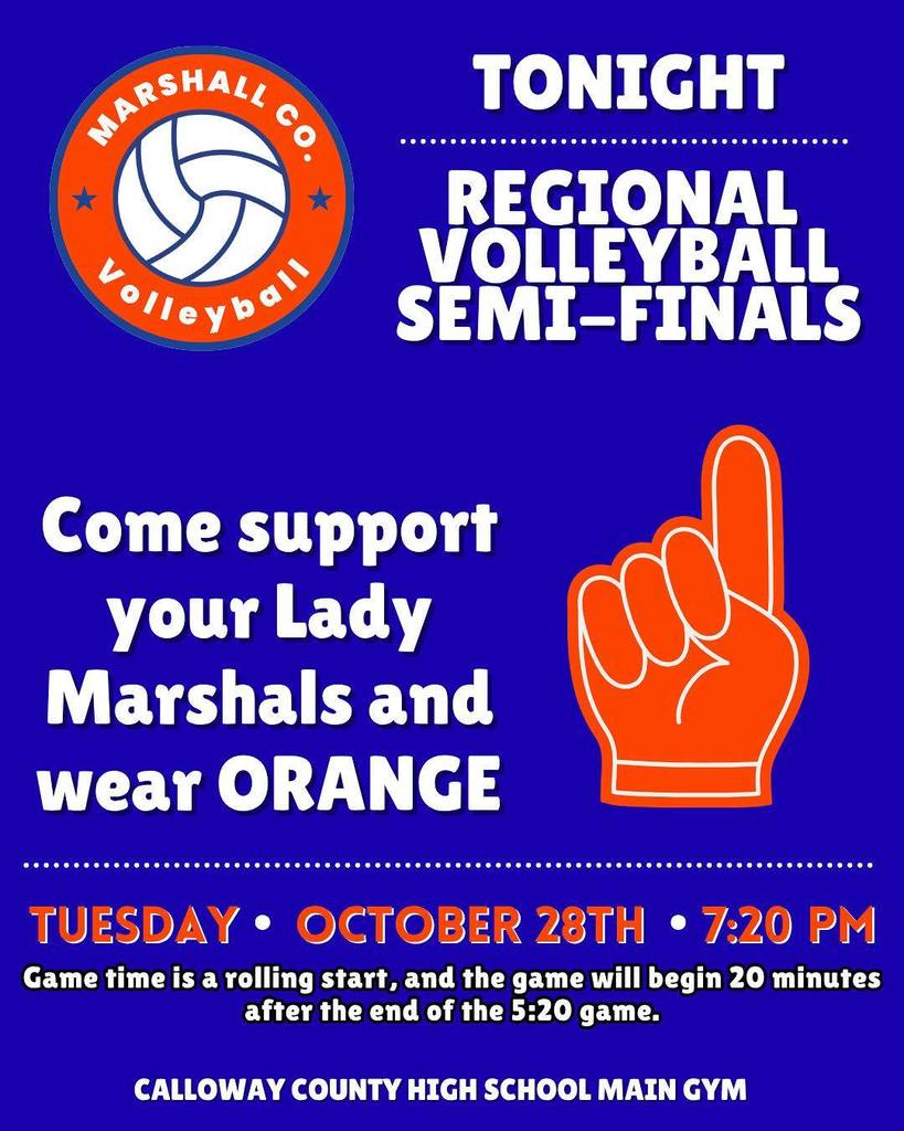 Graphic with info on girls volleyball semi-finals tonight