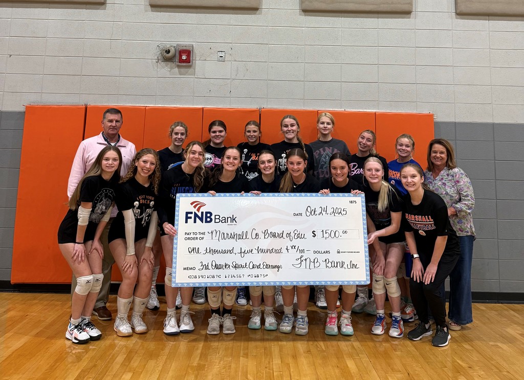MCHS volleyball team accepts FNB Spirit Card donation