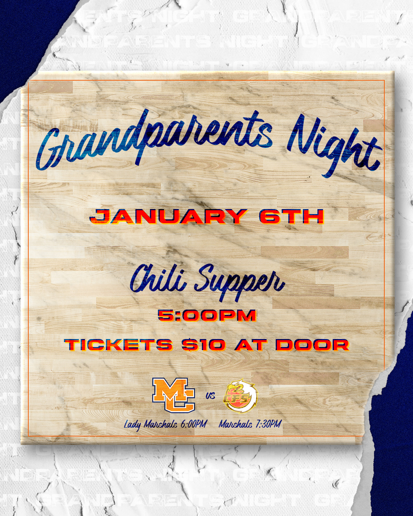 Graphic showing Grandparents night at MCHS basketball tonight