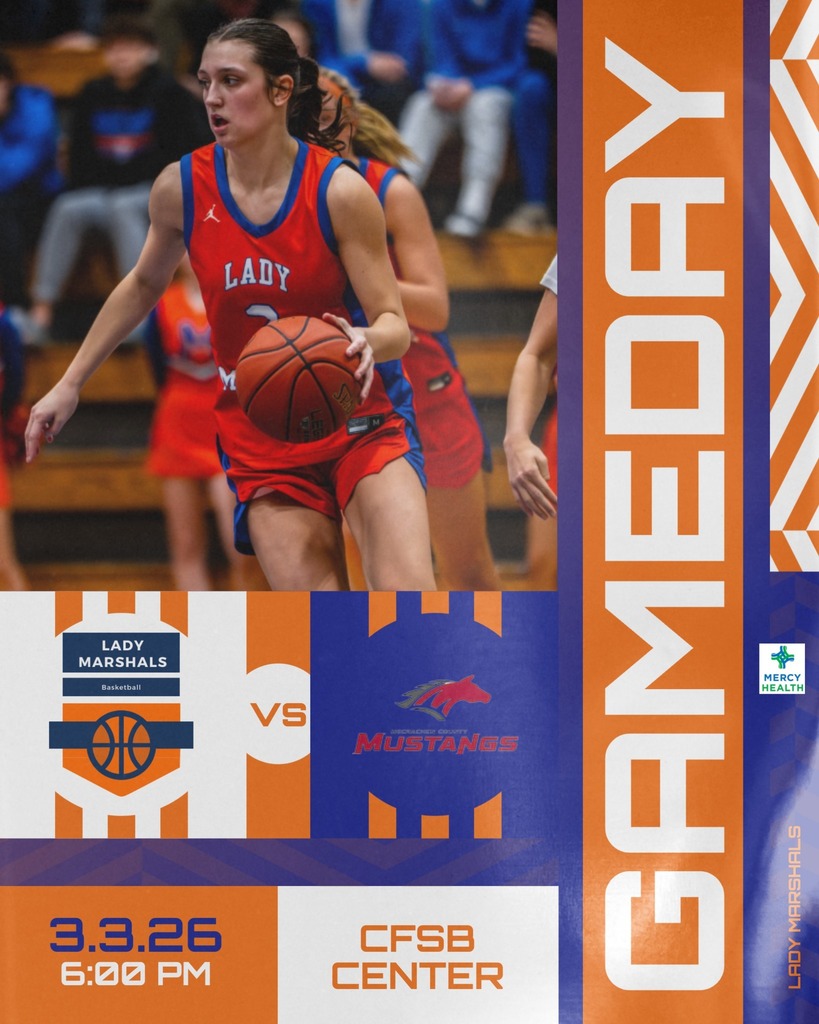 Graphic showing Lady Marshals vs. McCracken tonight in 1st Region Basketball Tournament
