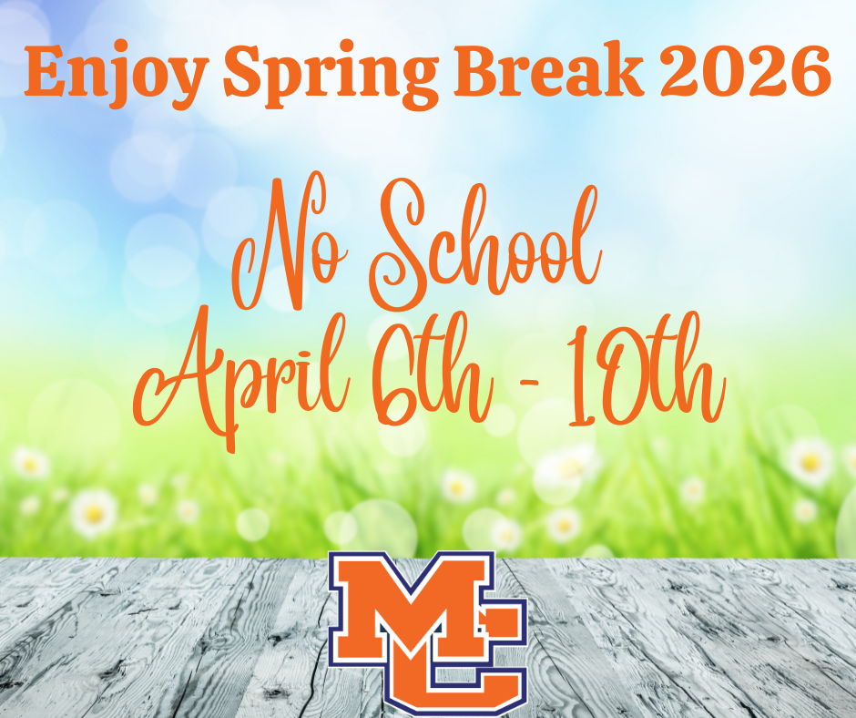 Graphic showing no school April 6-10 for spring break