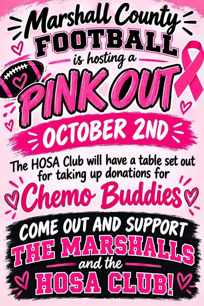 Graphic with details on Pink Out at MCHS football game tonight