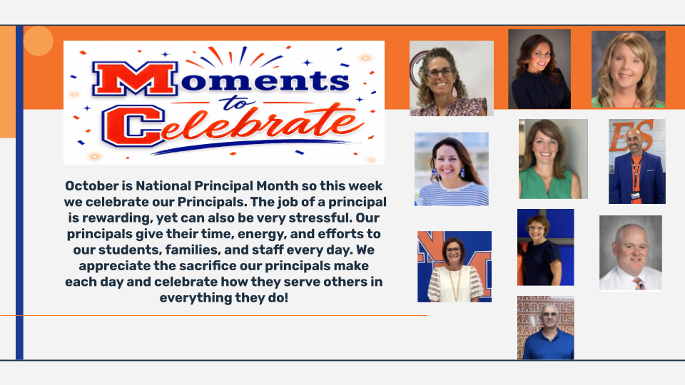 Graphic for National Principal Month (Oct) with photos of each principal
