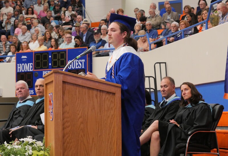 Luke Chancellor giving senior address