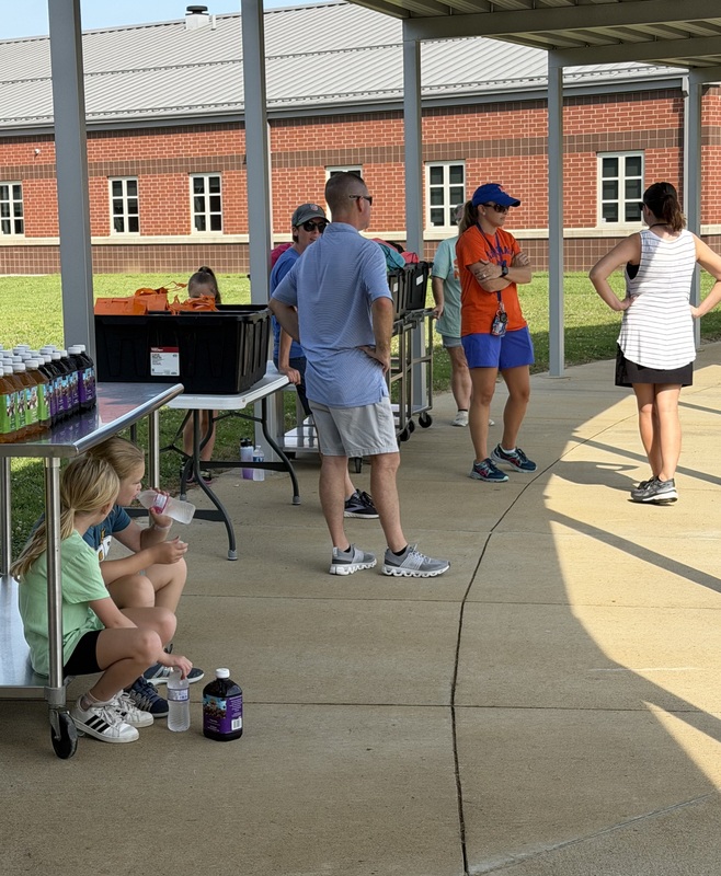 Volunteers during a brief lull in the action