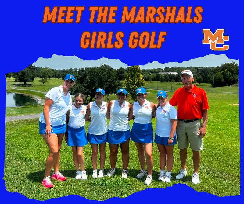 Graphic with photo of girlss golf team