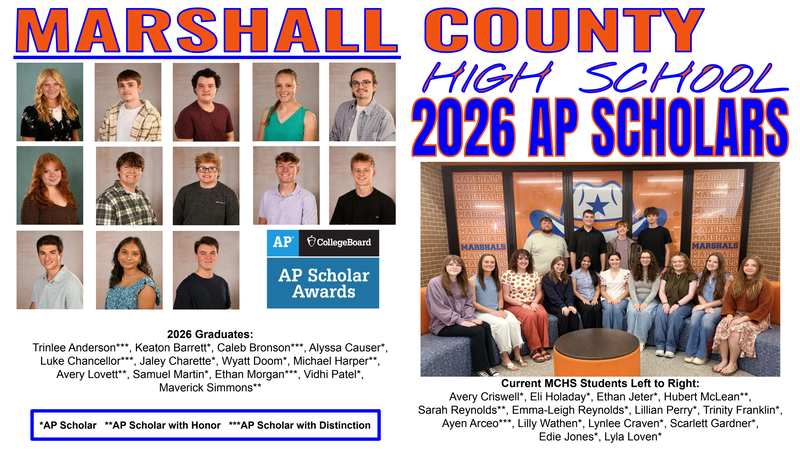 Graphic with photos for 27 MCHS AP Scholars