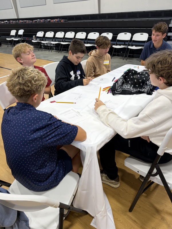 Particpants at Marshall Male Leadership Conference sitting at table
