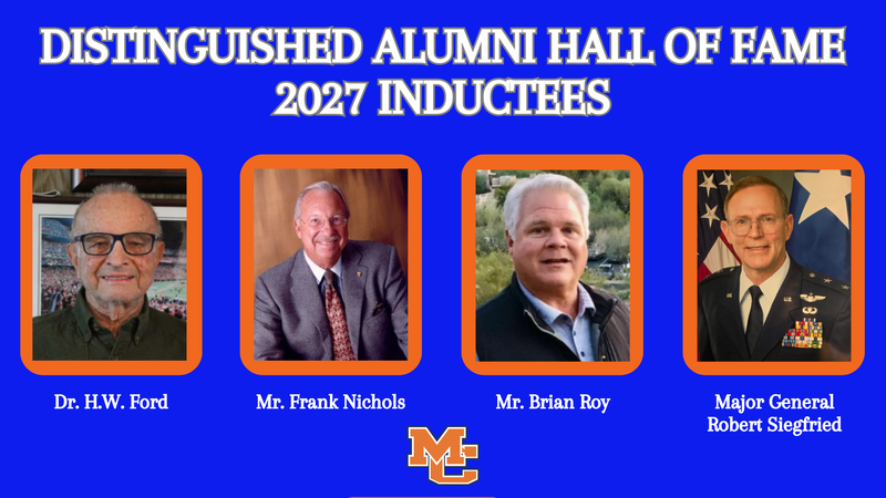 Graphic with names and photos of 2027 Distinguished Alumni Hall of Fame Inductees