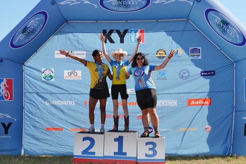 MC Mountain Bikers on medal Podium