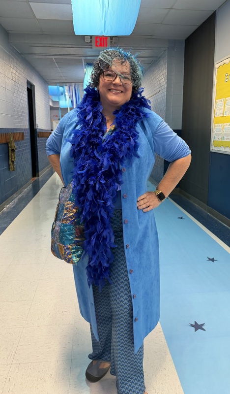 SMES staff member in blue