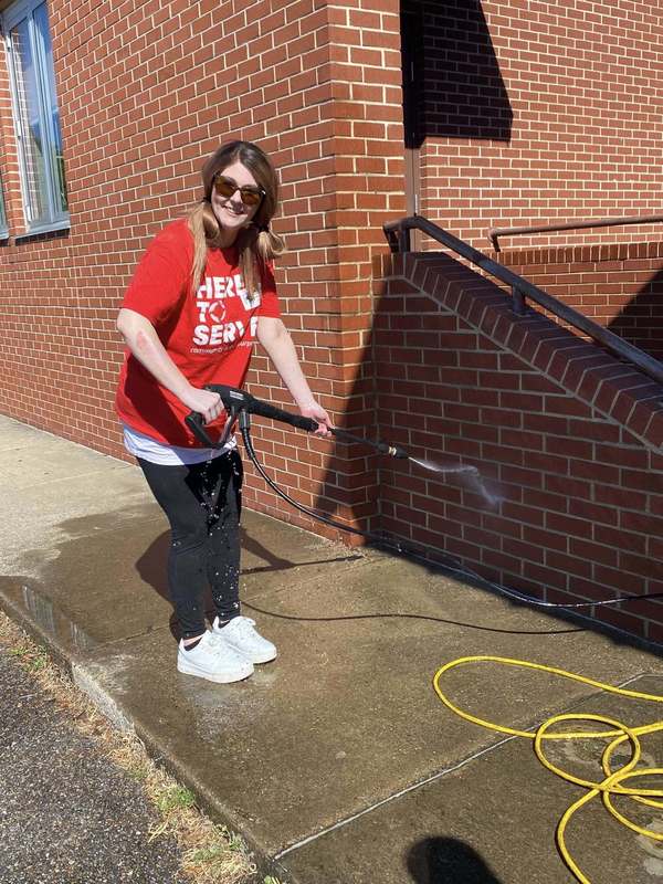 CFSB staff pressure wash at JES