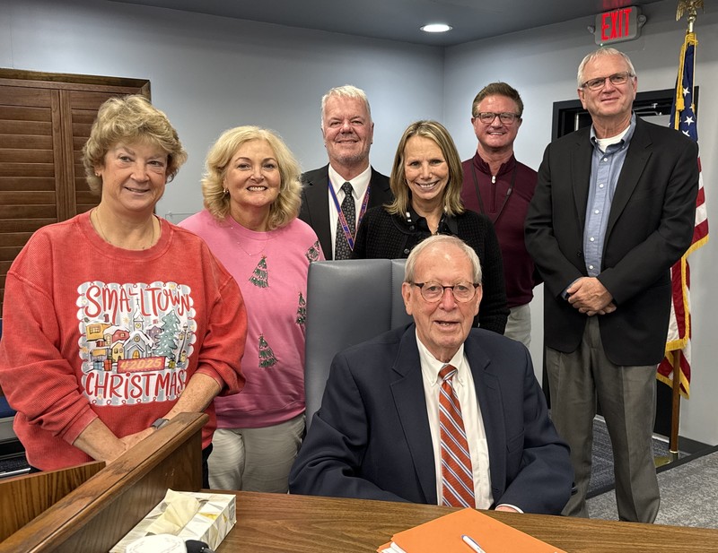 Board Attorney Marty Johnson with board mbmers and Supt. 