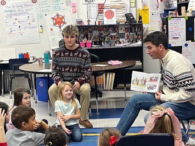 High School students reading to Elementary students