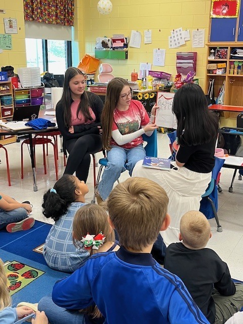 High School students reading to Elementary students