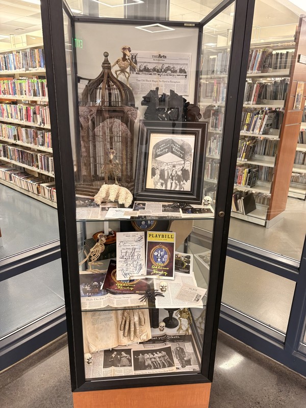 Library Display Cabinet  with Addams Family Memorabilia