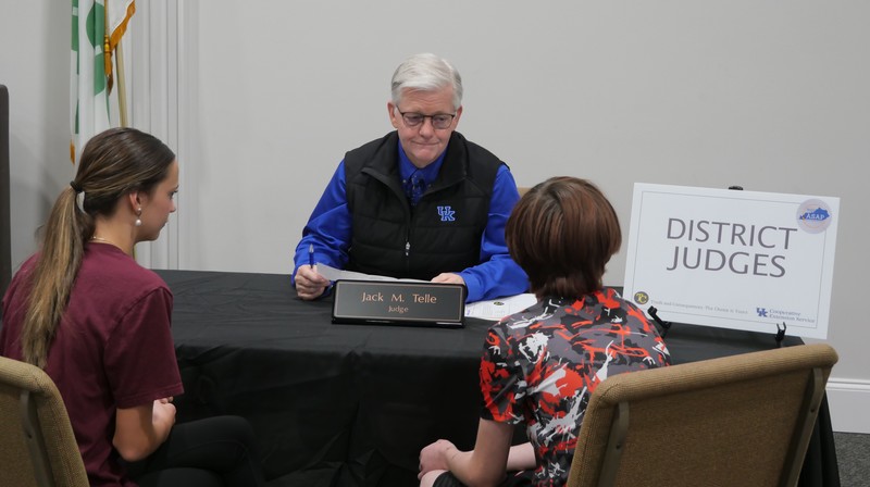 District Judge talking to student during Truth or Consequences