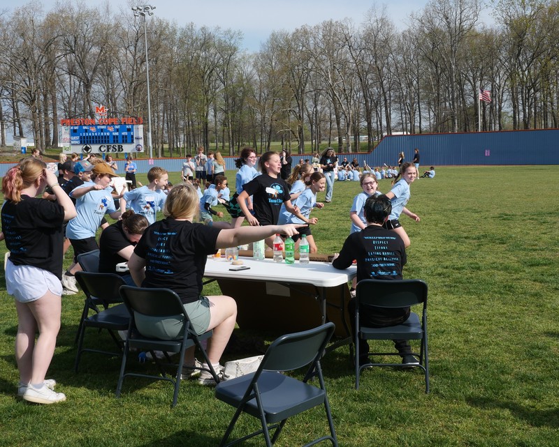 Students  at "Rethink your drink" booth duringTeam Ultra Field Day