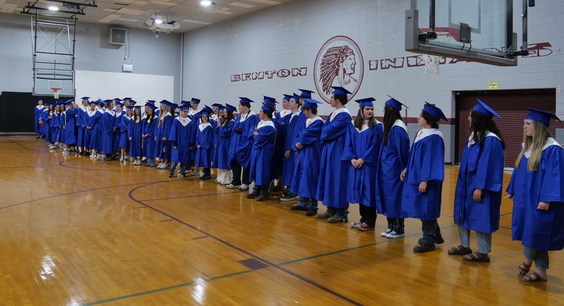 Seniors lined up inside BES gym