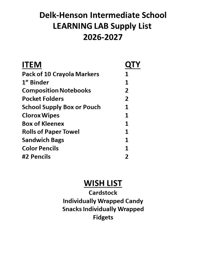2026-2027 Supply List