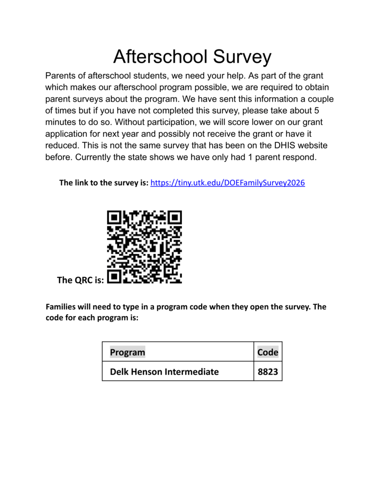 Afterschool Survey