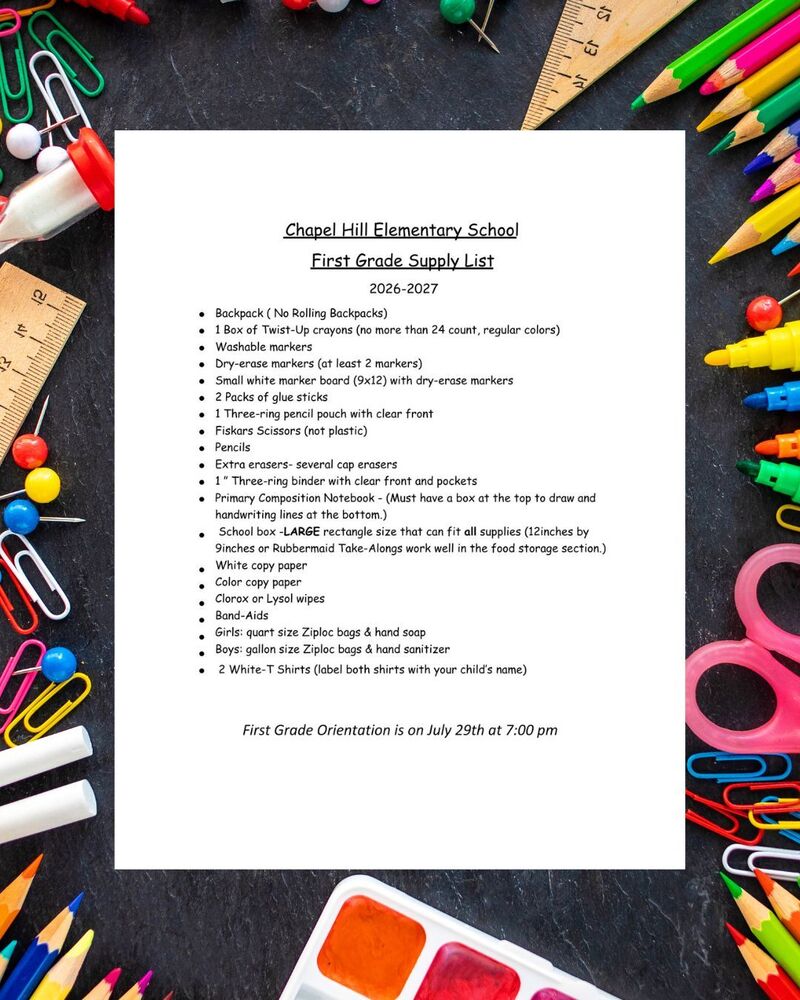 First Grade Supply List