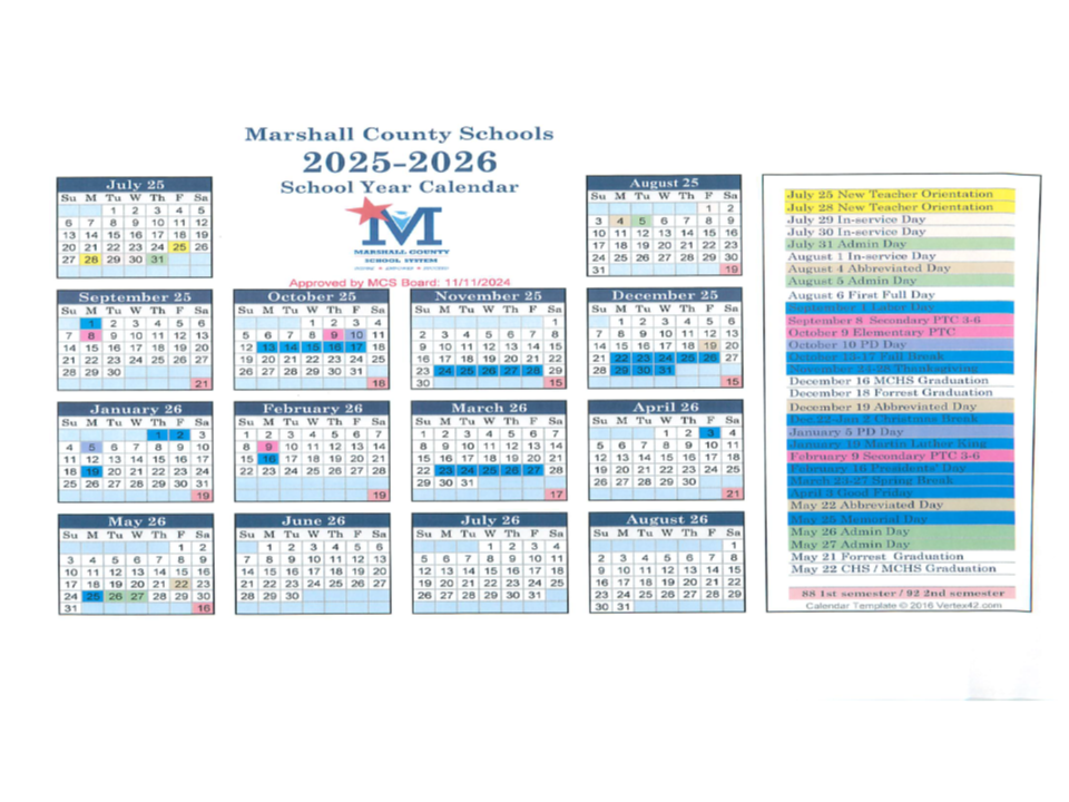 2025-2026 School Calendar