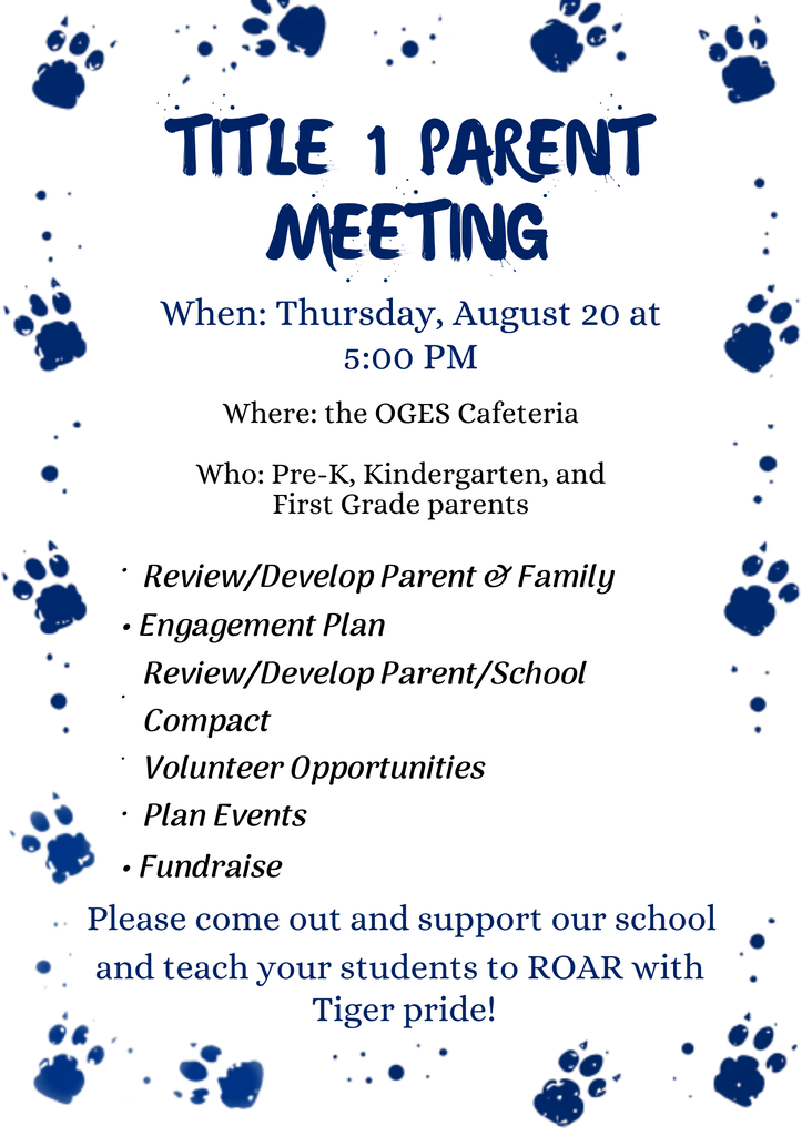 Title 1 Parent Meeting 8/20/26