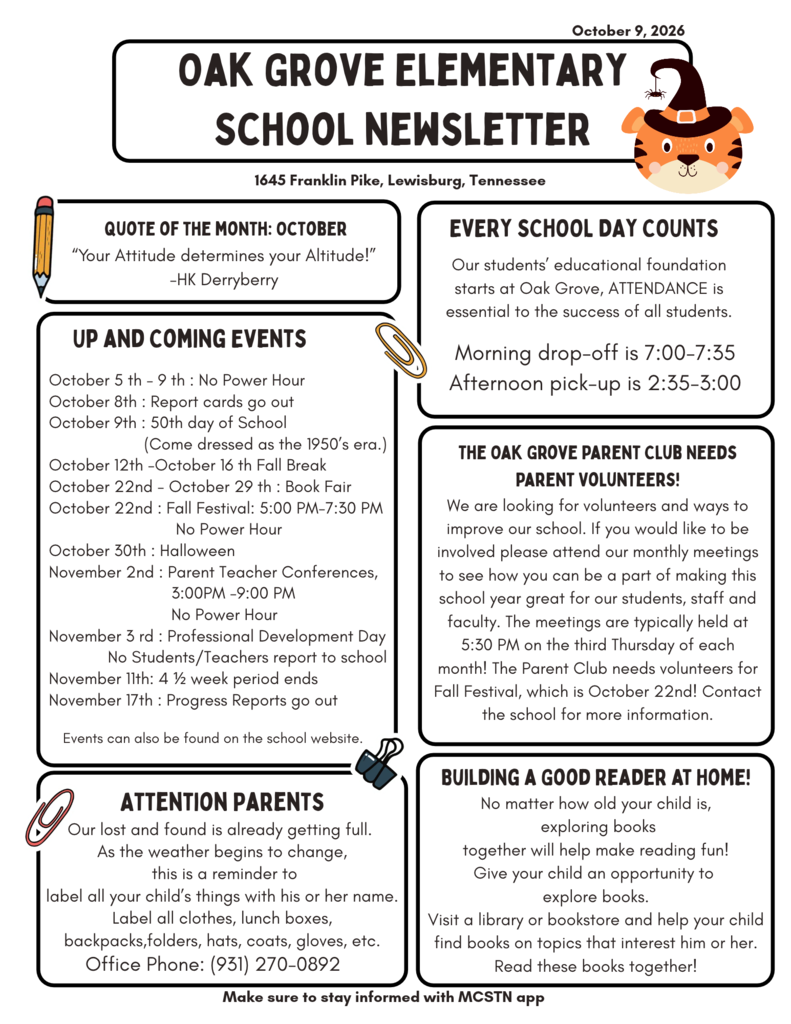 October Parent Newsletter 2026