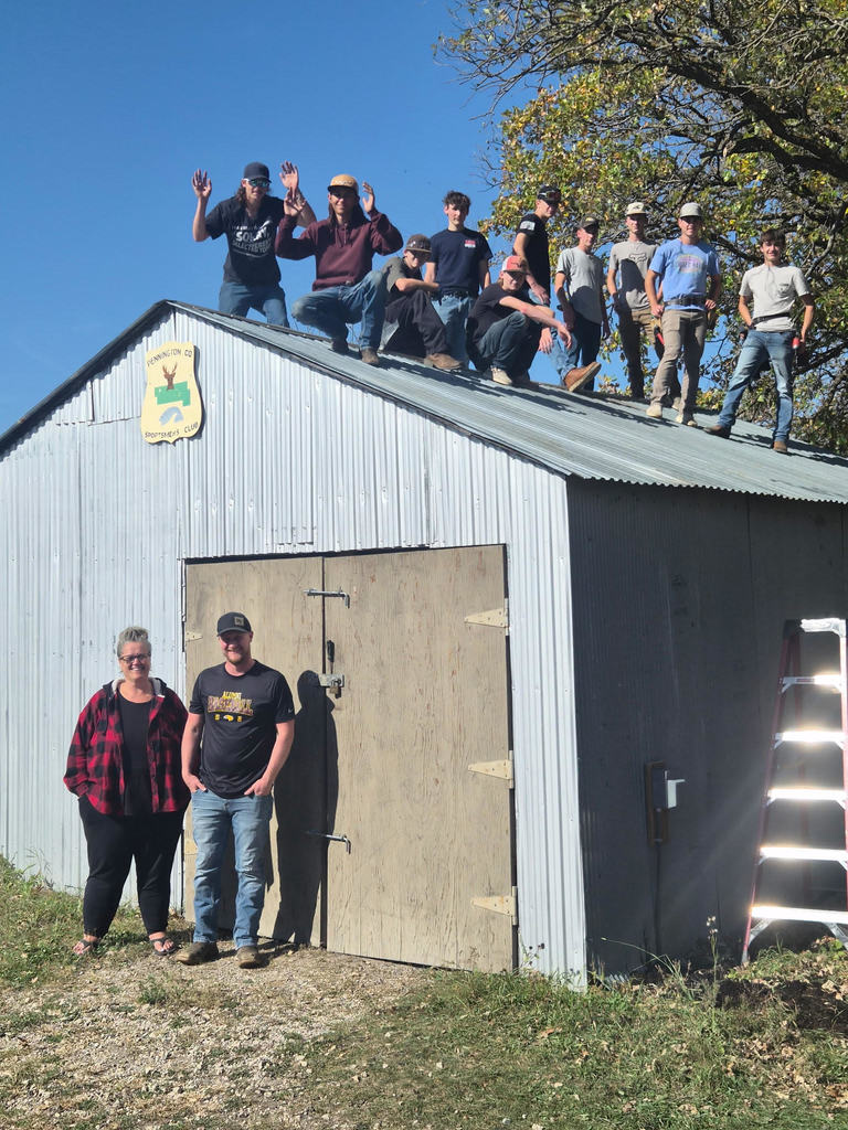 Jarad Nelson’s Exterior finish class went out to the Pennington county Sportsman club and re-roofed an old shed. It was a beautiful day to help them out and they got the experience for their future careers. 